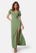 John Zack Puff Sleeve Maxi Dress With Split Sage Green XS (UK8)