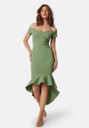 John Zack Off Shoulder Frill High Low Dress Sage Green XL (UK16)