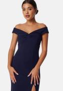 Bubbleroom Occasion Twist Off Shoulder Gown Dark blue XS