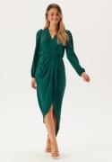 John Zack Balloon Sleeve Wrap Front Maxi Dress Dark Green XXS (UK6)