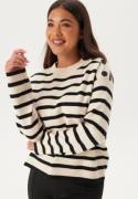 VERO MODA Vmsaba Ls O-neck Button Pullov Birch Stripes:Black XS