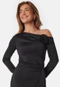 BUBBLEROOM One Shoulder Rose Top Black S