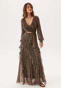 FOREVER NEW Spencer Plisse Ruffle Midi Bronze 36