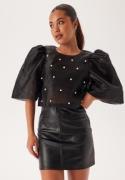 Bubbleroom Occasion Pearl Organza Blouse Black M