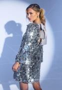 Bubbleroom Occasion Sequin Bow A-Line Dress Silver M