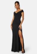 Bubbleroom Occasion Twist Off Shoulder Gown Black S