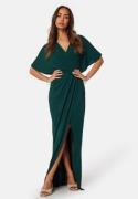 Bubbleroom Occasion Wrap Slit Maxi Dress Dark green S