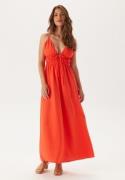 BUBBLEROOM Tie Strap Maxi Dress  Coral red L