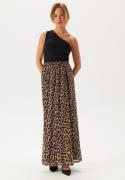 BUBBLEROOM Mesh Wide Maxi Skirt Leopard L