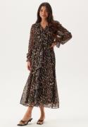 BUBBLEROOM Flounce Midi Dress Leopard L