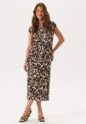 BUBBLEROOM Pleated Cap Sleeve Dress Patterned XL