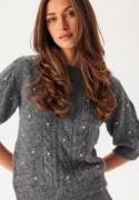 VERO MODA Vmnova Ss Pearl Puff Pullover Dark Grey Melange Detail:w. Wh M