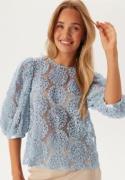 BUBBLEROOM 3D Flower Puff Sleeve Blouse Light blue XS