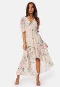 Bubbleroom Occasion High-Low Short Sleeve Dress Dusty pink/Floral 40