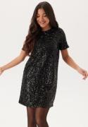 Pieces Pcserena Sequin Ss O-neck Dres Black Detail:black Detail L