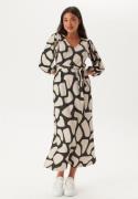 Happy Holly Structured Puff Sleeve Midi Dress Black/Cream 36/38