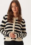 VILA Vidrea L/S O-NECK KNIT CARDIGA Birch Stripes:black Beauty M