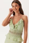 Bubbleroom Occasion Crochet Waist Flounce Maxi Dress Light green 42