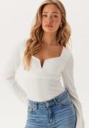 BUBBLEROOM Structured V-Neck Top White XS