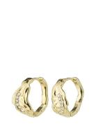 Pia Organic Shape Crystal Hoop Earrings Accessories Jewellery Earrings Hoops Gold Pilgrim