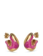 Amelia Hoops Accessories Jewellery Earrings Hoops Pink Enamel Copenhagen