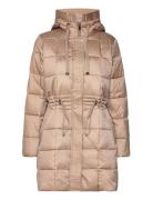 Quilted Coat With Drawstring Waist Foret Jakke Beige Esprit Collection