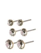 Millie Crystal Earrings, 3-In-1 Set, Gold-Plated Accessories Jewellery Earrings Studs Gold Pilgrim