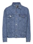 Diagonal Aop Denim Jacket Jakke Denimjakke Blue Karl Lagerfeld