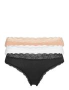 Brief 3-P Em Lace Thong Reg Co G-streng Undertøj Black Lindex