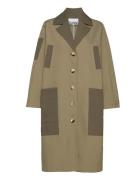 Heavy Twill Coat Tynd Frakke Khaki Green Ganni