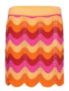 Openwork Knitted Mini-Skirt Kort Nederdel Orange Mango