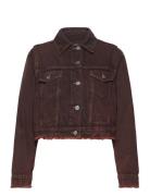 Overdyed Bleach Denim Jakke Denimjakke Brown Ganni