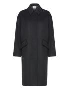 Dense Wool River Coat Outerwear Coats Winter Coats Black Mads Nørgaard