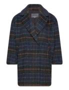 Carkathy Check Coat Cc Otw Outerwear Coats Winter Coats Navy ONLY Carmakoma