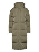 Longline Hooded Puffer Coat Foret Jakke Khaki Green Superdry