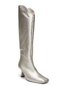 Billy Shimmer Silver Leather Boots Lange Støvler Silver ALOHAS