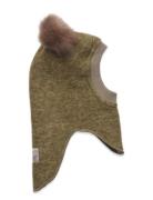 Balaclava W. Alpaca Pompoms Accessories Headwear Balaclava Green Huttelihut