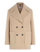 Relaxed Wool Blend Peacoat Outerwear Coats Winter Coats Beige Tommy Hilfiger