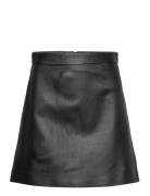 Leather A-Line Mini Skirt Kort Nederdel Black IVY OAK