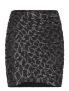 Ruched Lurex Skirt Kort Nederdel Black Mango