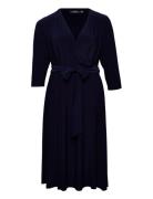 Surplice Jersey Dress Knælang Kjole Navy Lauren Women