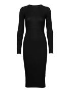 Karlina O-Neck Ls Dress Knælang Kjole Black NORR