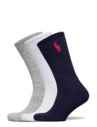 Big Pony Crew Sock 3-Pack Underwear Socks Regular Socks Grey Polo Ralph Lauren Underwear