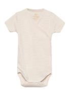 Baby Striped Wrap Body W. Short Sleeve Bodies Wrap Bodies Cream Copenhagen Colors