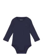 Cotton Jersey Long-Sleeve Bodysuit Bodies Long-sleeved Navy Ralph Lauren Baby