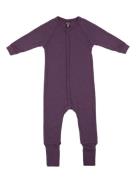 Night Suit, Soft Powder Drop Needle, Merino Wool Pyjamas Sie Jumpsuit Purple Smallstuff