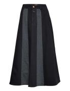 Long A-Line Skirt Knælang Nederdel Black Closed