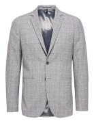 Slhslim-Liam Lt Grey Chk Blz Flex B Suits & Blazers Blazers Single Breasted Blazers Grey Selected Homme