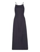 Malougz Linen Long Dress Knælang Kjole Navy Gestuz