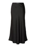 Slflena Hw Midi Skirt Noos Knælang Nederdel Black Selected Femme